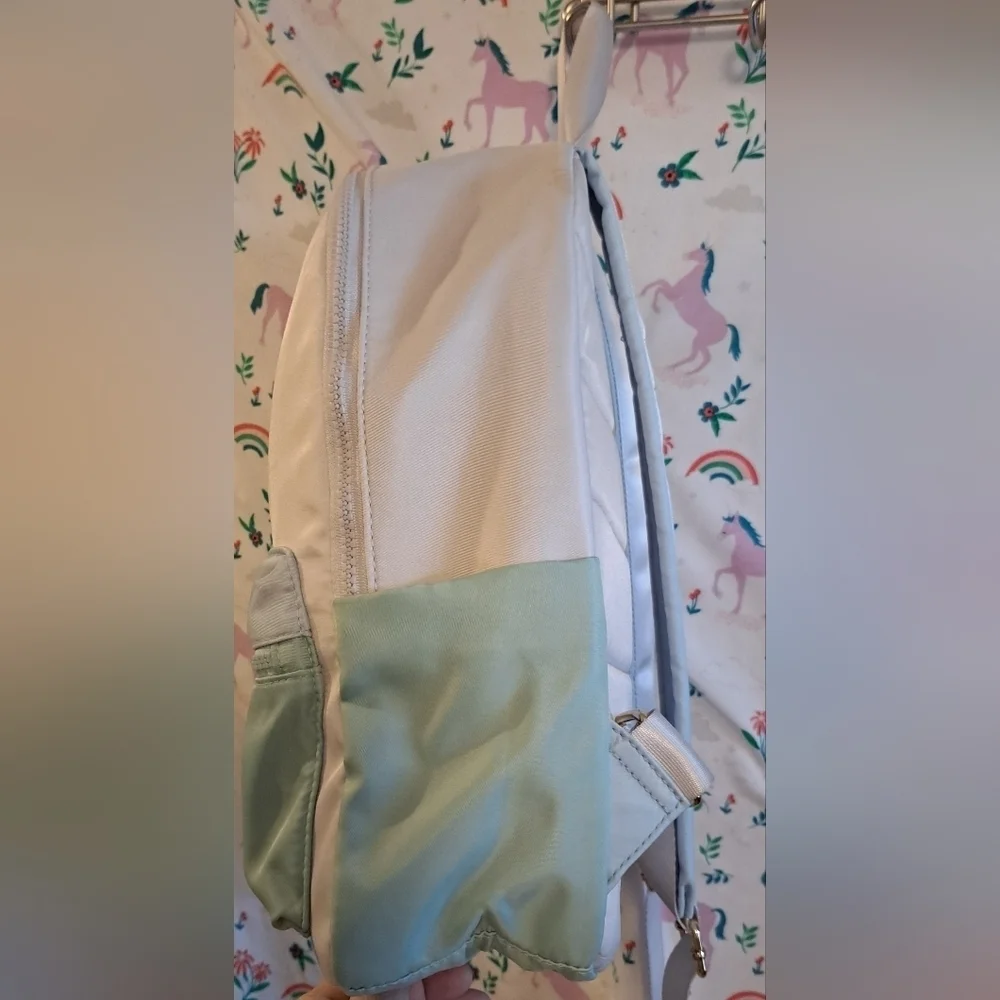 Isaac Mizrahi Pastel Color Block Nylon Neutral Boho School Backpack Purse Bag